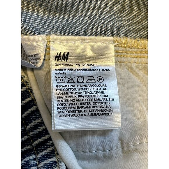 NWT H&M Divided Jeans Womens S Wide Leg Blue Stonewashed Drawstring Denim Jeans - Picture 3 of 4